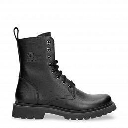 Florida, Womens black leather boots with leather lining