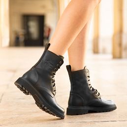 Florida Black Napa, Womens black leather boots with leather lining