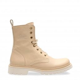 Florida, Womens beige leather boots with leather lining