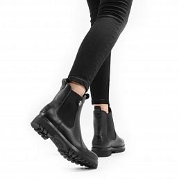 Francesca Igloo Black Napa, Flat women's ANKLE Boot