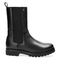Fresno Igloo Negro Napa, Botas Chelsea de piel con forro interior de pelo natural