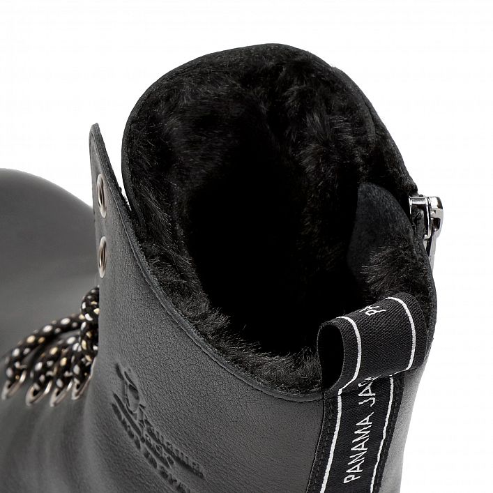 Frisia Negro Napa, Bota de mujer plana con Plantilla anatómica extraíble .
