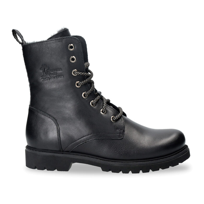 Frisia Igloo Black Napa, Leather boots with sheepskin lining