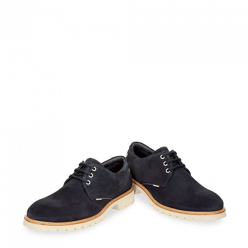 Gadner Navy blue Velour, Flat men's Shoe Made in Spain