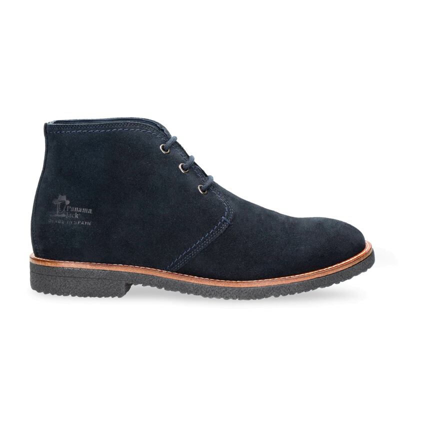 Gael Navy blue Velour, Leather ankle boots with leather lining