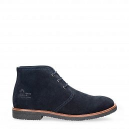 Gael Navy blue Velour, Leather ankle boots with leather lining