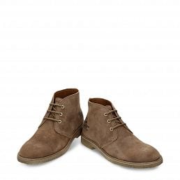 Gael Taupe Velour, Flat men's ANKLE Boot