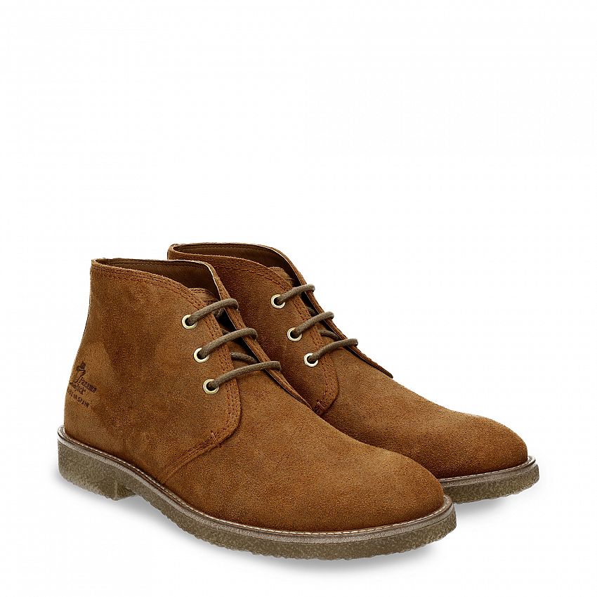 Gael Cuero Velour, Flat men's ANKLE Boot  Natural suede.