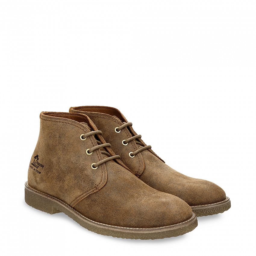 Gael Brown Velour, Flat men's ANKLE Boot  