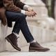 Gael Chestnut Napa Grass, Ankle boots in chestnut with leather lining