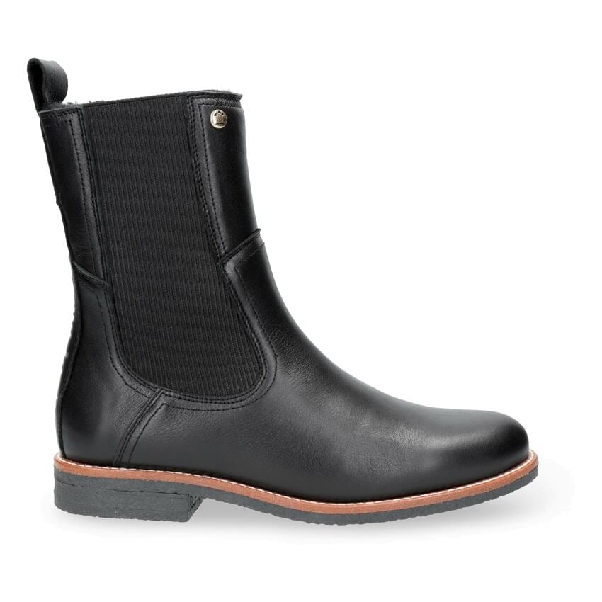 Gaia Igloo Trav Black Napa, Leather boots with sheepskin lining