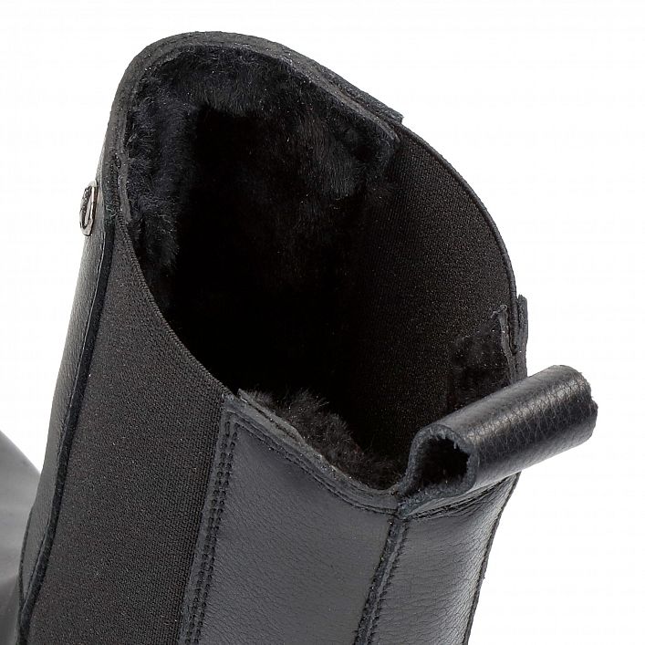 Galy Igloo Black Napa, Flat women's Boot  WATERPROOF Black Napa Leather.