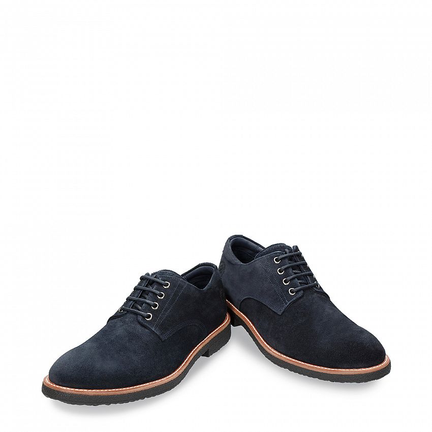 Gante Navy blue Velour, Flat men's Shoe Made in Spain