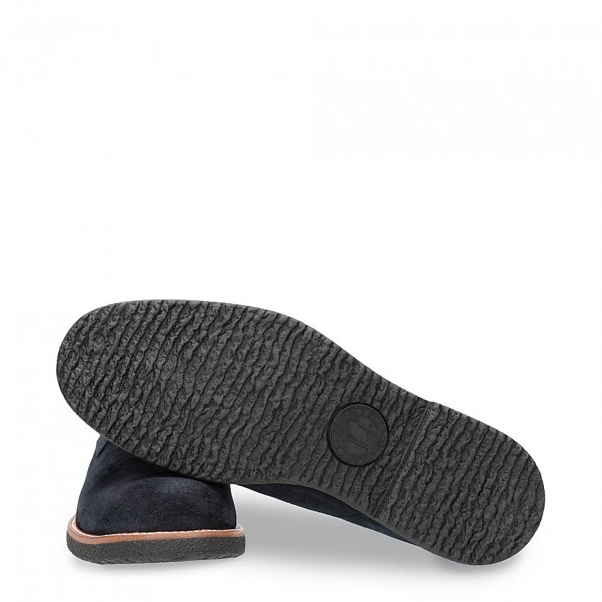 Gante Navy blue Velour, Flat men's Shoe  Navy suede.