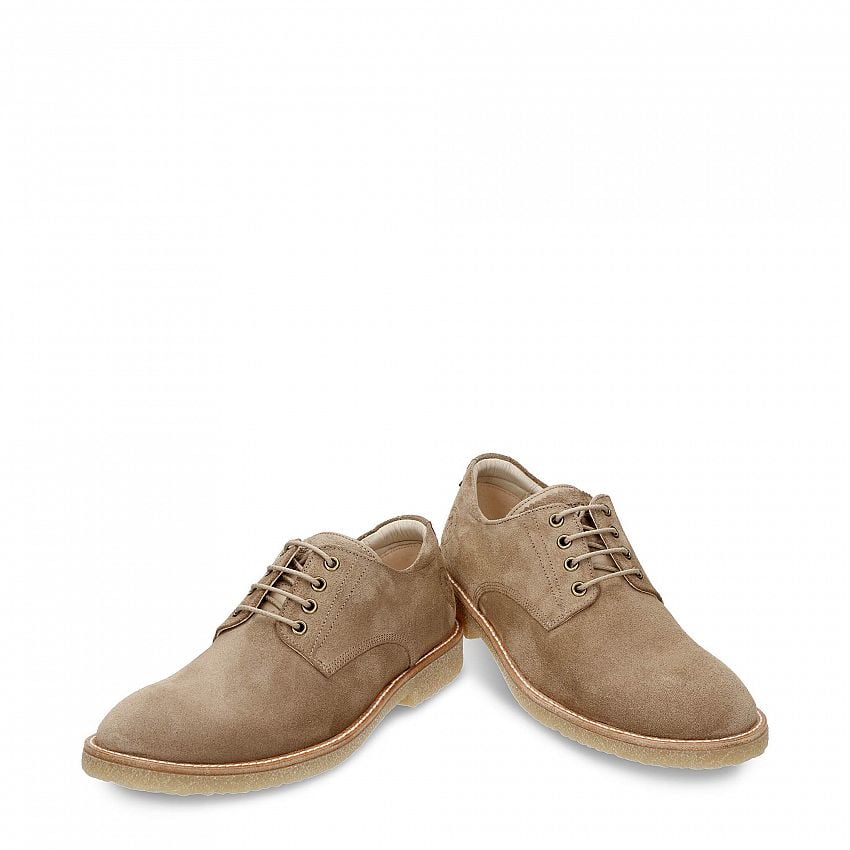 Gante Taupe Velour, Flat men's Shoe Made in Spain