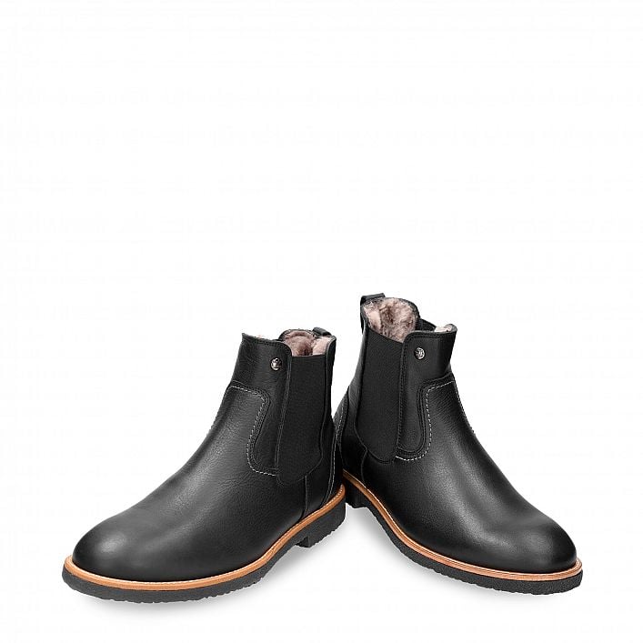 Garnock Igloo Black Napa Grass, Flat men's ANKLE Boot Made in Spain