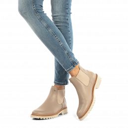 Gemma Taupe Napa, Flat women's ANKLE Boot