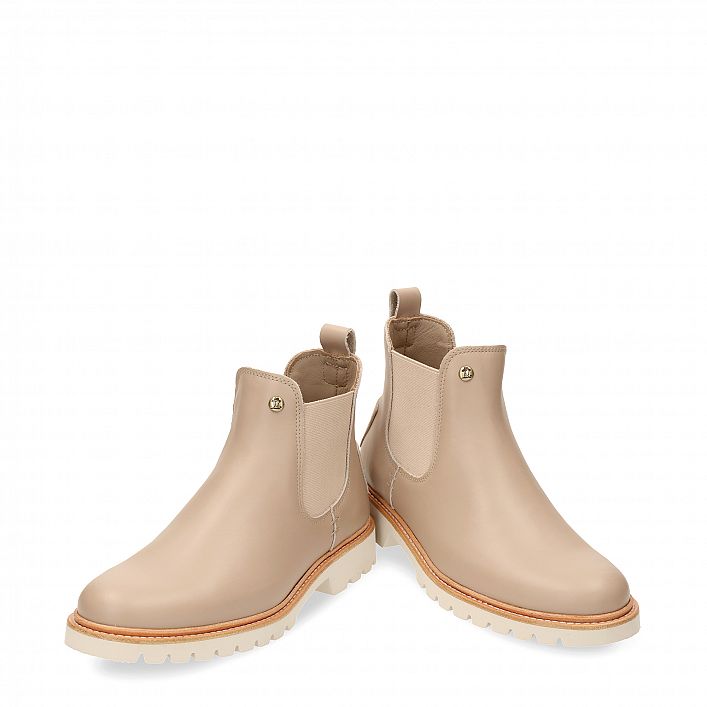 Gemma Taupe Napa, Flat women's ANKLE Boot Made in Spain