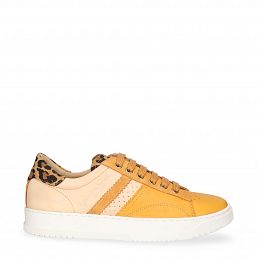 Gia, Womens ochre leather shoes with leather lining