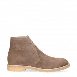Gildo, Mens stone suede leather ankle boots with leather lining