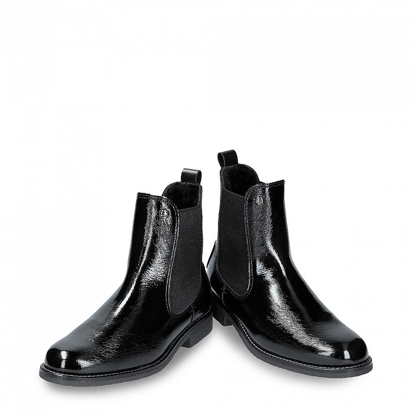 Gillian Igloo Black Charol, Women’s ankle boot Made in Spain