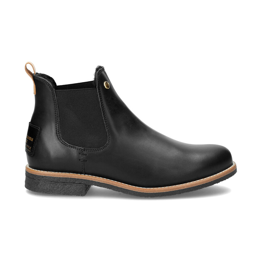 Giordana Igloo Trav Black Napa, Leather ankle boots with sheepskin lining