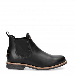 Giordana Igloo Trav Black Napa, Leather ankle boots with sheepskin lining