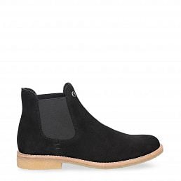 Giorgia, Womens black suede leather ankle boots with leather lining