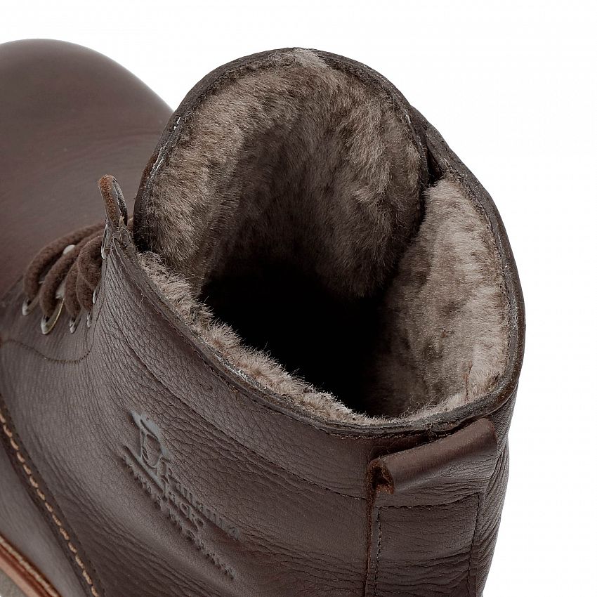 Glasgow Igloo Brown Napa Grass, Flat men's ANKLE Boot with Sheepskin lining.