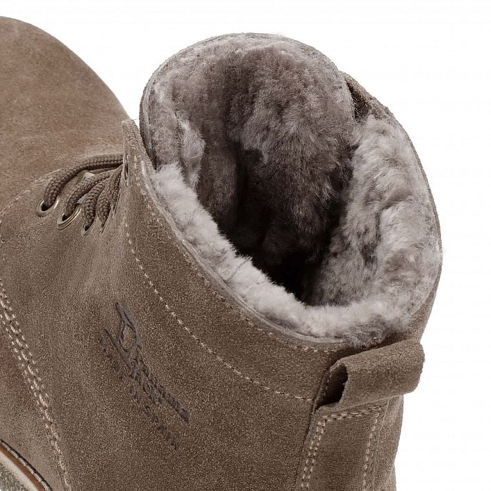 Glasgow Igloo Smoke Velour, Flat men's ANKLE Boot with Lace-up Closure.