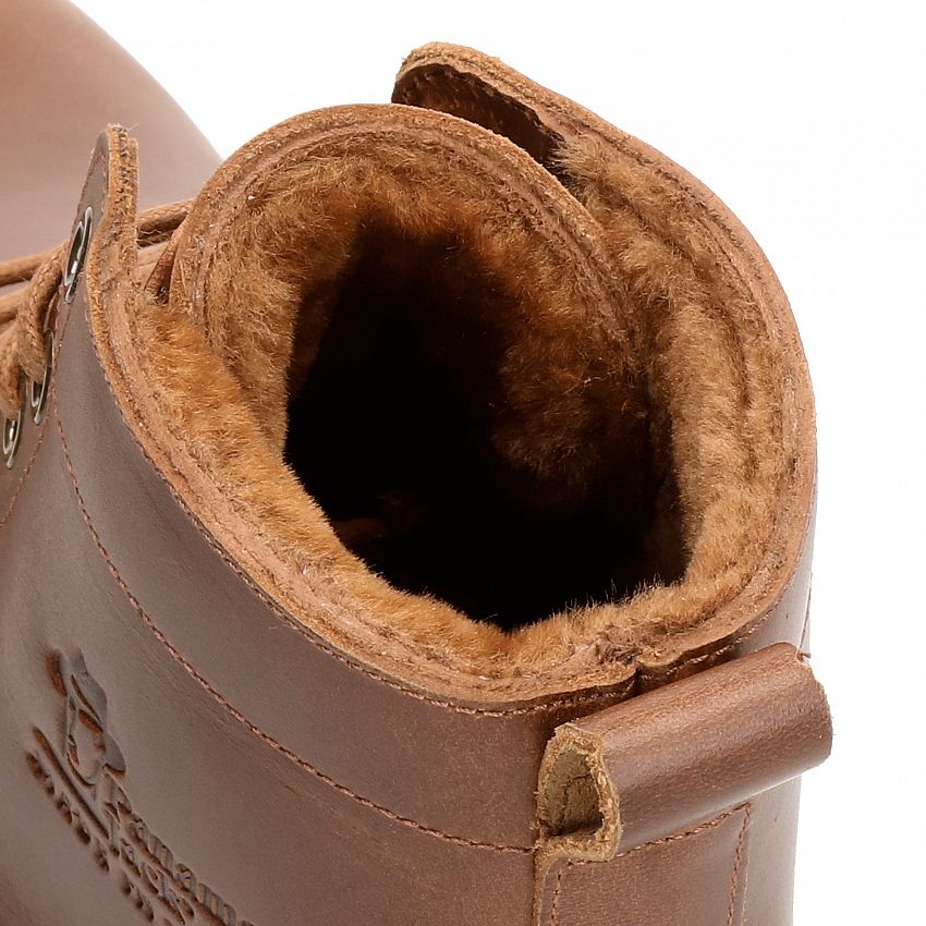 Glasgow Igloo Camel Pull-Up, Flat men's Boot with Lace-up Closure.