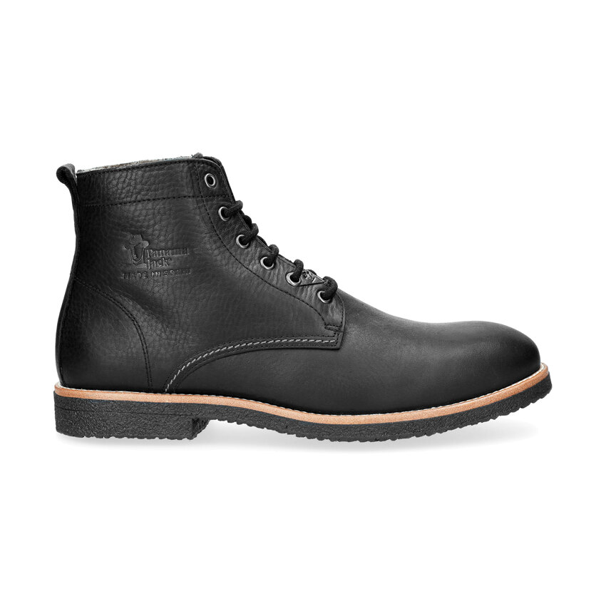 Glasgow Igloo Black Napa Grass, Leather ankle boots with sheepskin lining