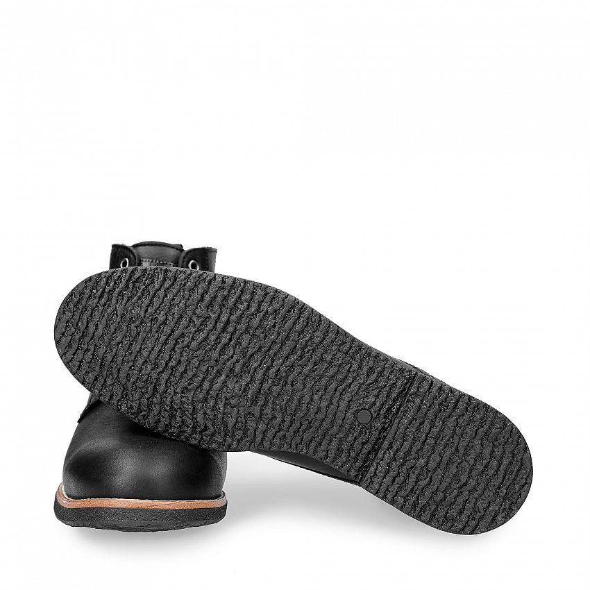 Glasgow Igloo Black Napa Grass, Flat men's ANKLE Boot  WATERPROOF Black Oiled Napa Leather.