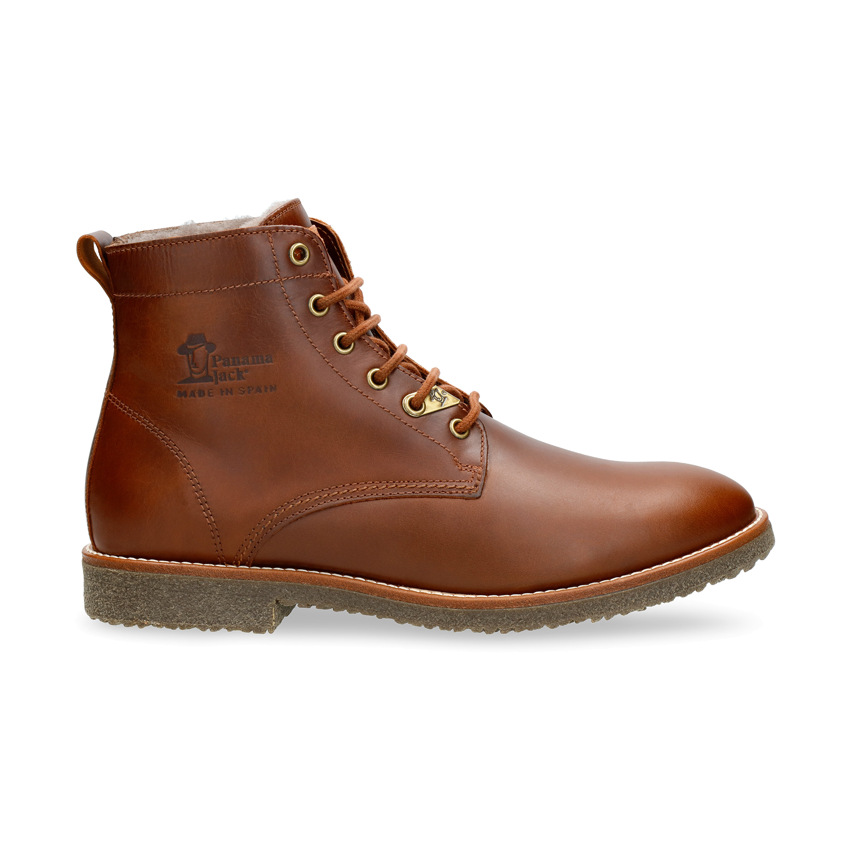 Glasgow Igloo bark pull-up Napa, Leather ankle boots with sheepskin lining