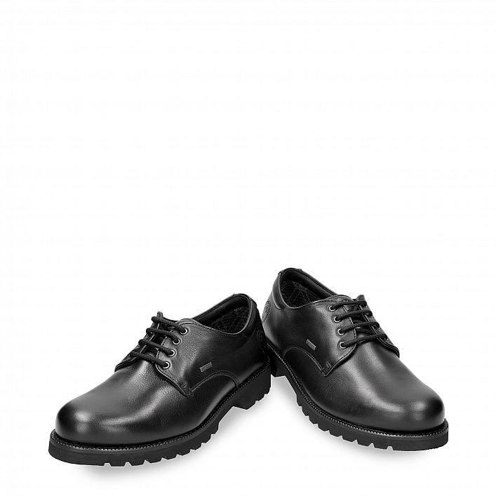 Jackson Gtx Black Napa, Flat men's Shoe  WATERPROOF Black Napa Leather.