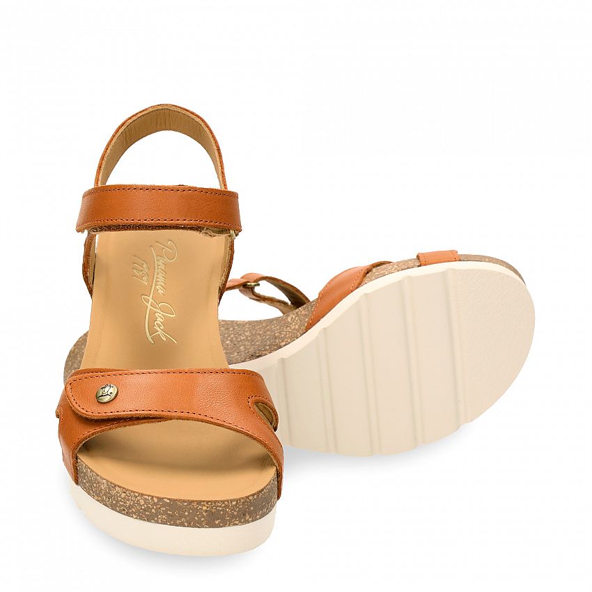Julia Cuero Napa, Wedge sandals  Tan Napa Leather.