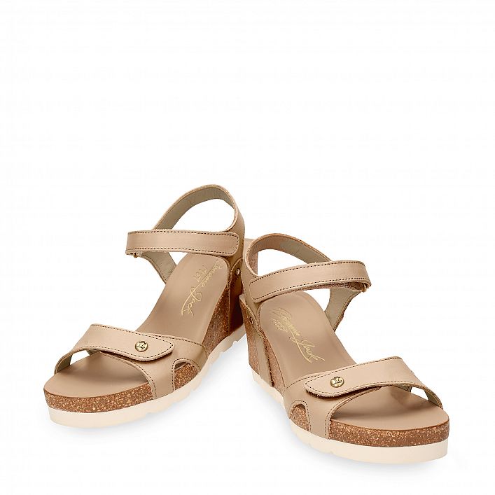 Julia Taupe Napa, Wedge sandals Made in Spain