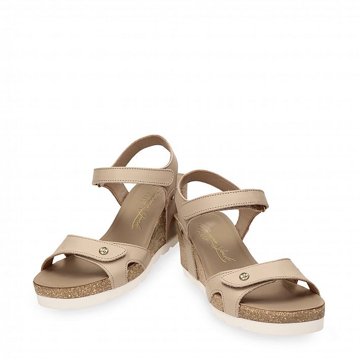 Julia Taupe Napa, Wedge sandals Made in Spain