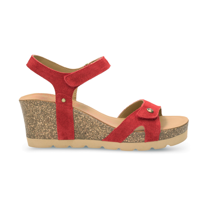 Julia Red Velour, Sandalia with leather lining