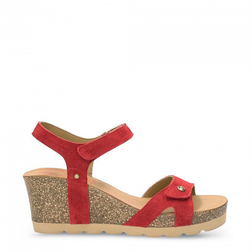 Julia Red Velour, Wedge sandals