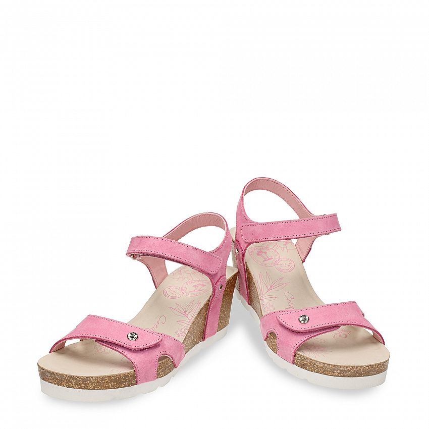 Julia Pink Nobuck, Wedge sandals Made in Spain