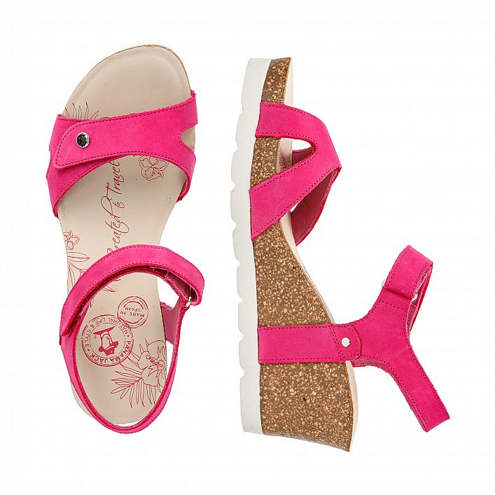 Julia Fuchsia Nobuck, Wedge sandals with Leather lining.