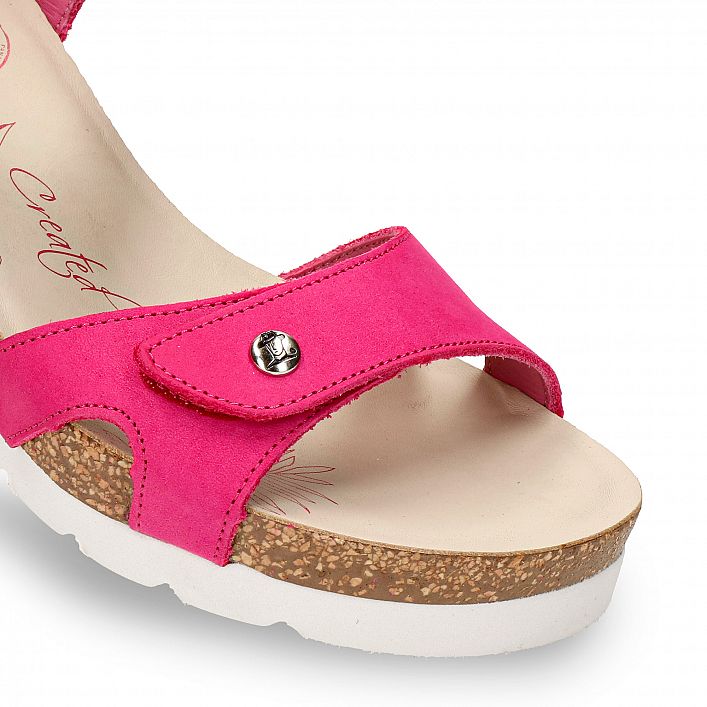Julia Fuchsia Nobuck, Wedge sandals with Anatomical insole.