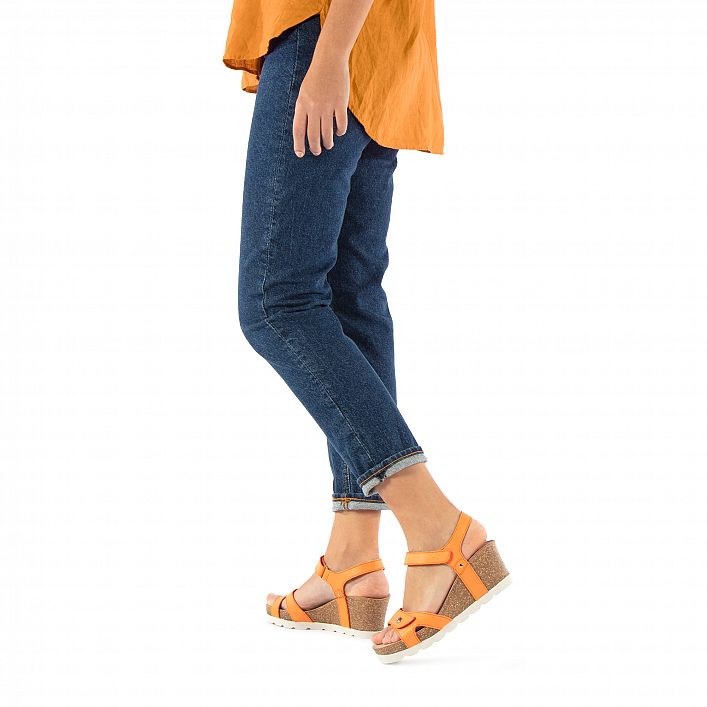 Julia Orange Napa, Wedge sandals