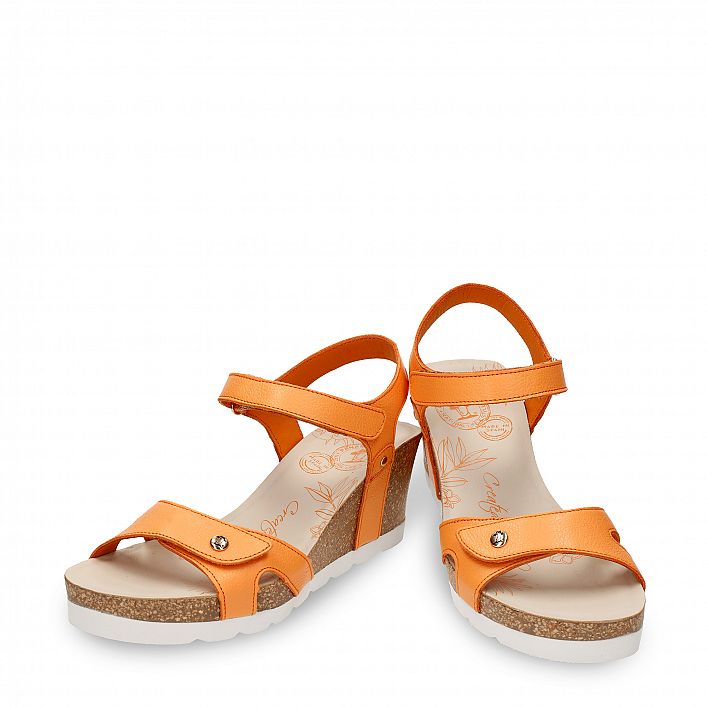 Julia Orange Napa, Wedge sandals Made in Spain