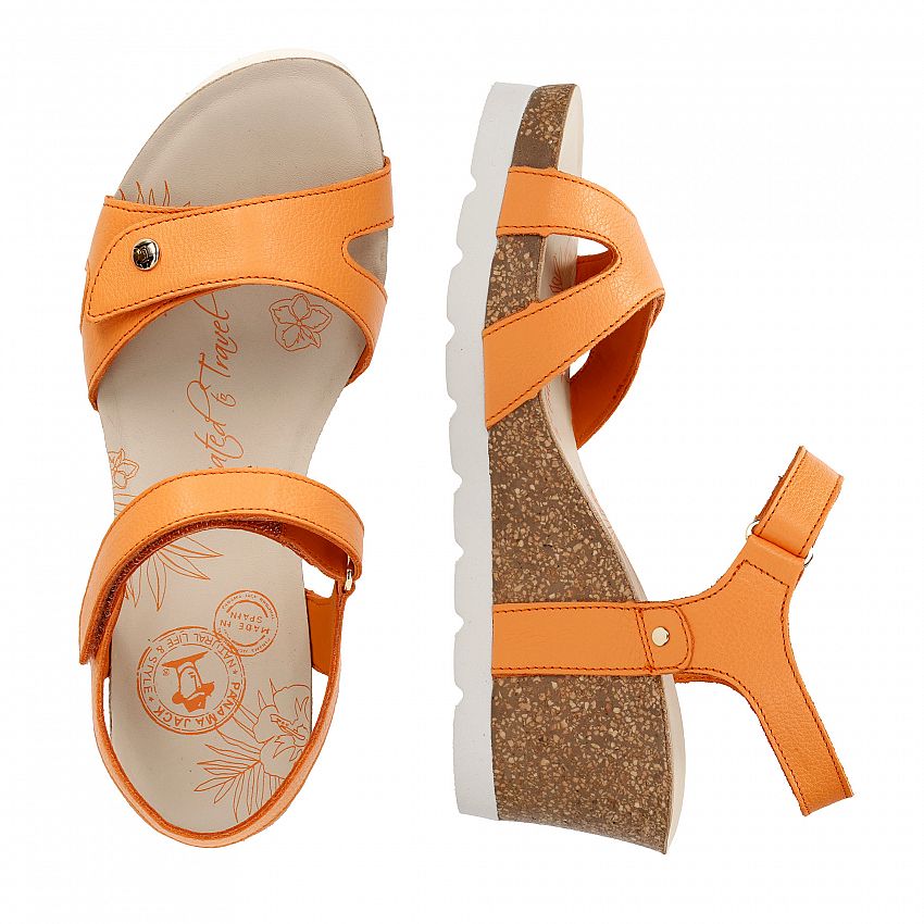 Julia Orange Napa, Wedge sandals with Leather lining.