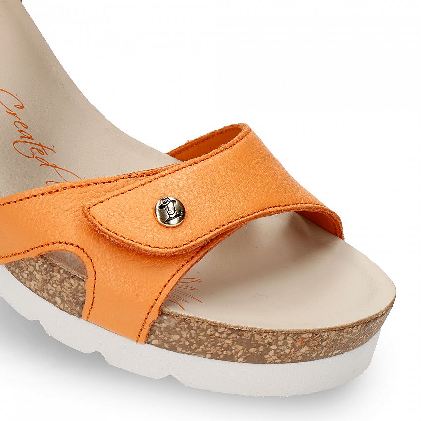 Julia Orange Napa, Wedge sandals with Anatomical insole.