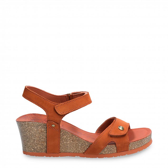 Julia Basics Terracotta Nobuck, Wedge sandals