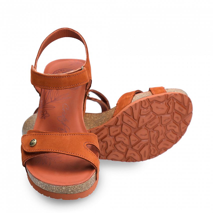 Julia Basics Terracotta Nobuck, Wedge sandals with Velcro Closure.