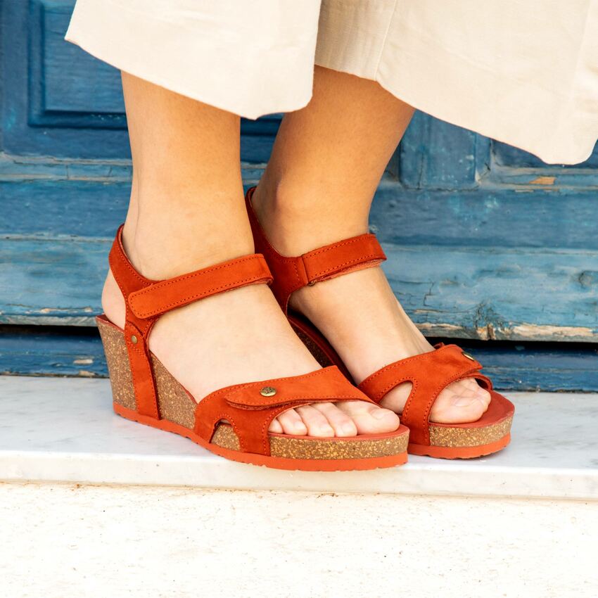Julia Basics Terracotta Nobuck, Tile sandal with leather lining